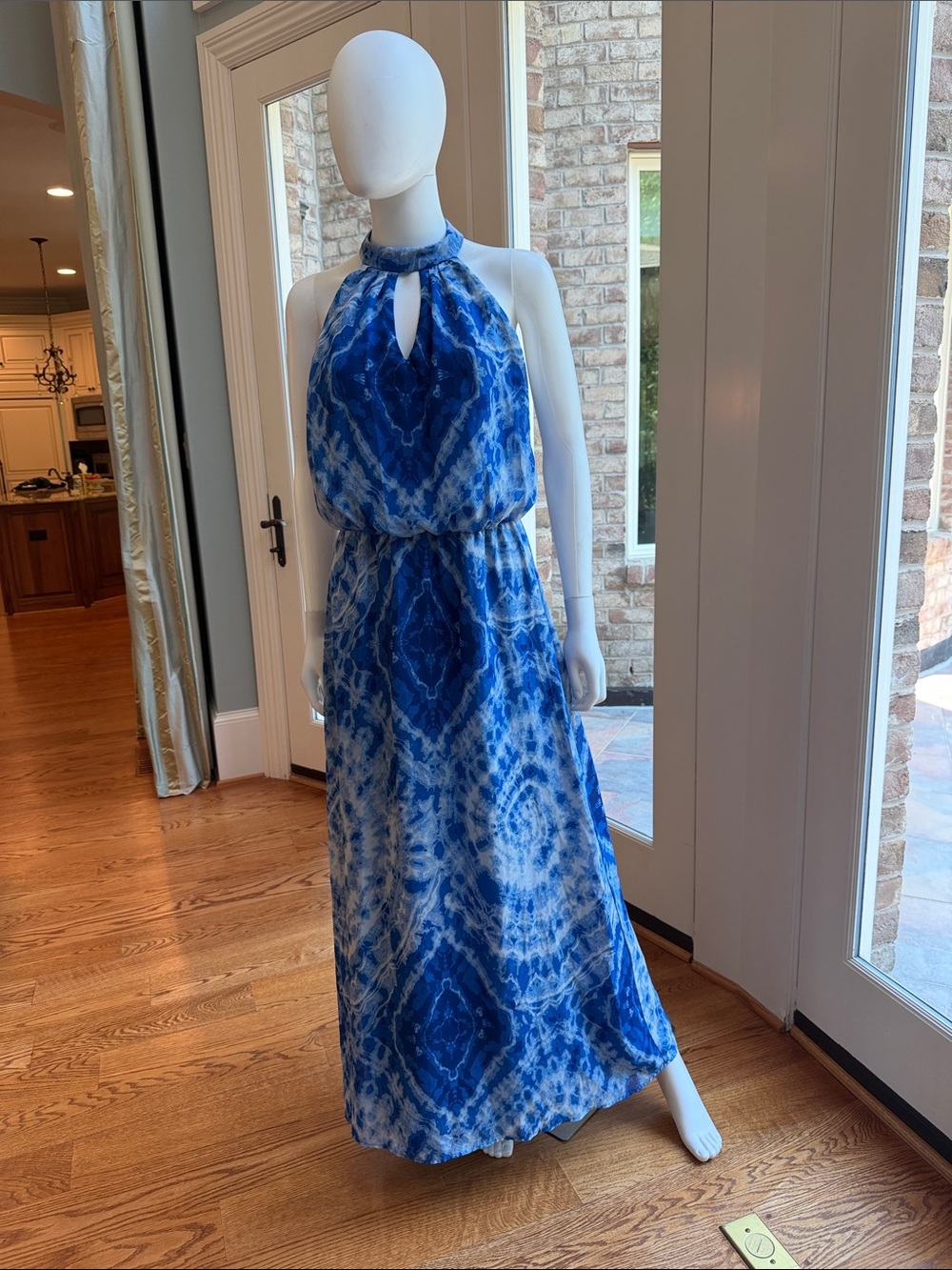 Bisou Bisou Blue Tie-Dye Halter Maxi Dress
